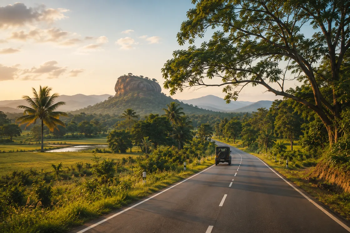 Road journey through Sri Lanka’s Cultural Triangle landscape